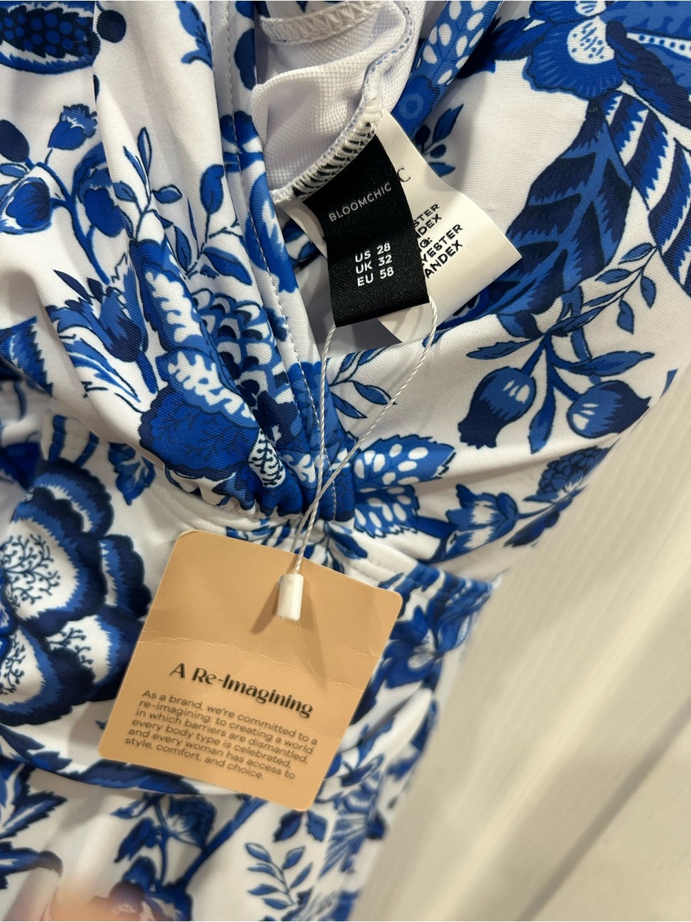 BloomChic Blue and White Floral Swimsuit - Picture 3 of 3